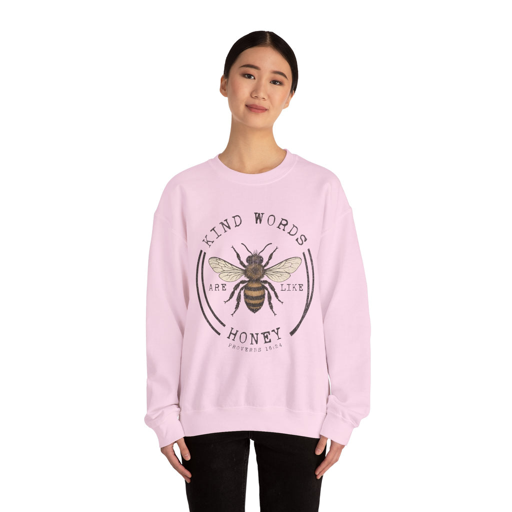 Crewneck Sweatshirt - "Kind Words Are Like Honey" Bee Graphic