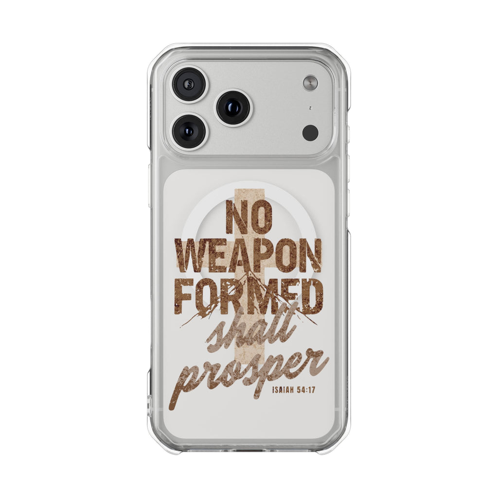 Magnetic Clear Phone Case — "No Weapon Formed Shall Prosper"