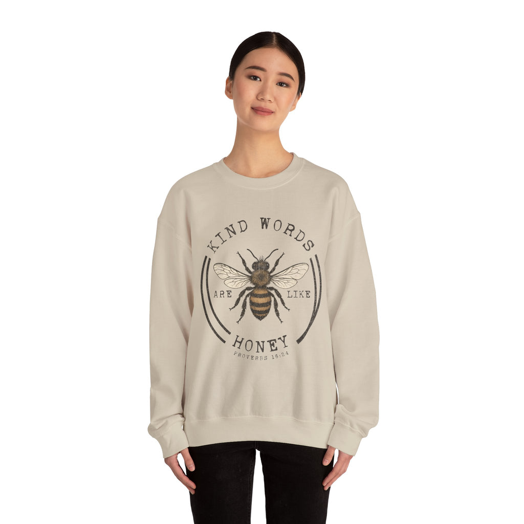 Crewneck Sweatshirt - "Kind Words Are Like Honey" Bee Graphic