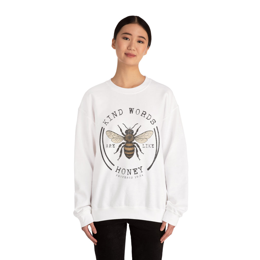 Crewneck Sweatshirt - "Kind Words Are Like Honey" Bee Graphic